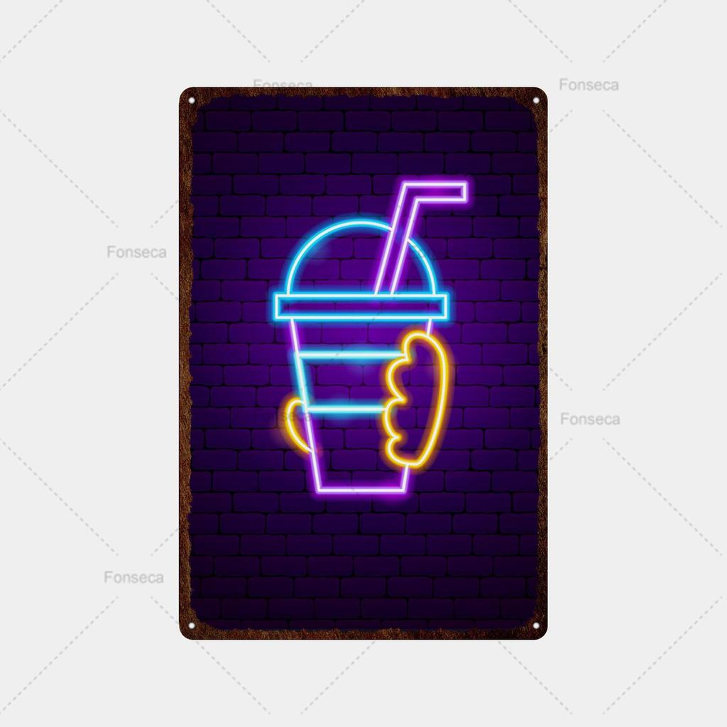 Неоновая игровая вывеска, металлическая вывеска, винтажная жестяная вывеска, металлический винтажный бар, винтажное украшение стены, металлический постер с клубной дыркой