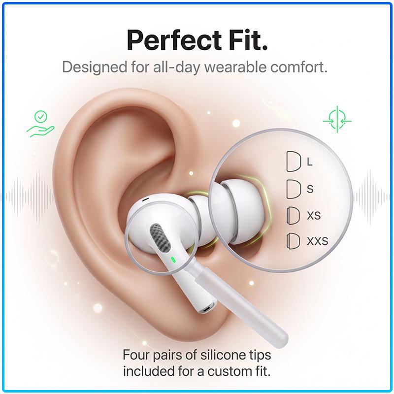 Невероятный звук AirPods Pro 3 Bluetooth-наушники со встроенной системой шумоподавления IPX4 Устойчивы к ежедневному поту Удобная посадка Беспроводные наушники