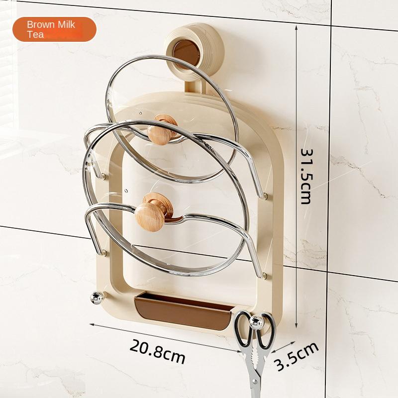 4010 Вакуумная подставка для крышек кастрюль Подставка для разделочных досок Съемный поддон для сушки Настенная кухонная стойка для хранения