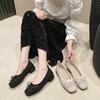 Дышащие сетчатые сандалии Zapatos Mujer, лето 2024, корейская мода, универсальные сандалии с квадратной головкой, плоской подошвой и бантом для рта