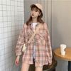 New Small Fresh Plaid Shirt Female Student Korean Version Loose Spring and Autumn Versatile Design Sense Long Sleeve POLO Coat Female