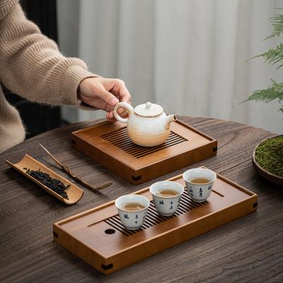 Современный бамбуковый поднос для чая, бытовой поднос для чая со сливом, съемный офисный светильник, роскошный небольшой поднос для чая, стол для сухого заваривания