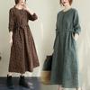 Temperament Retro Cotton and Linen Floral Plus Size Dress Commuter Literary Loose Mid-length Skirt