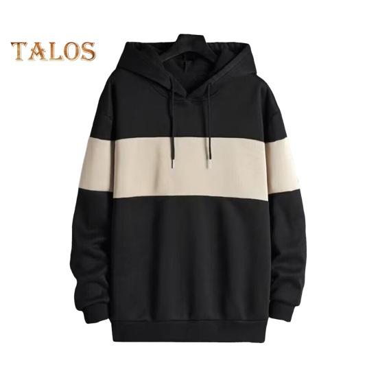 Мужская толстовка с капюшоном на осень-зиму, контрастного цвета, с длинными рукавами, эластичными манжетами и подолом, тонкая повседневная одежда, повседневный спортивный топ