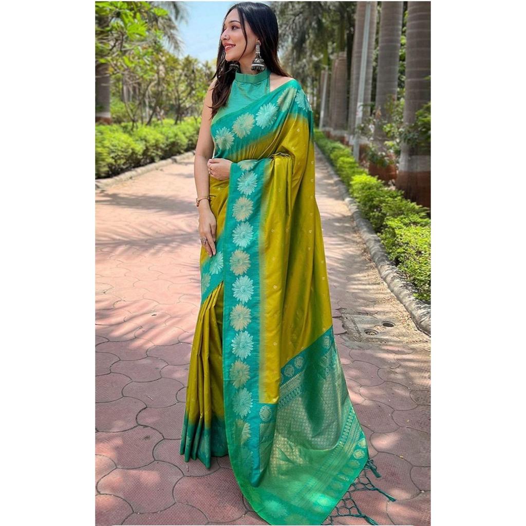 Beautiful Zari Work In Form of Traditional Motifs.  Elegantly Decorated with Gorgeous Solid Jacquard Weave That Gives a Perfect Look To the Outfit.