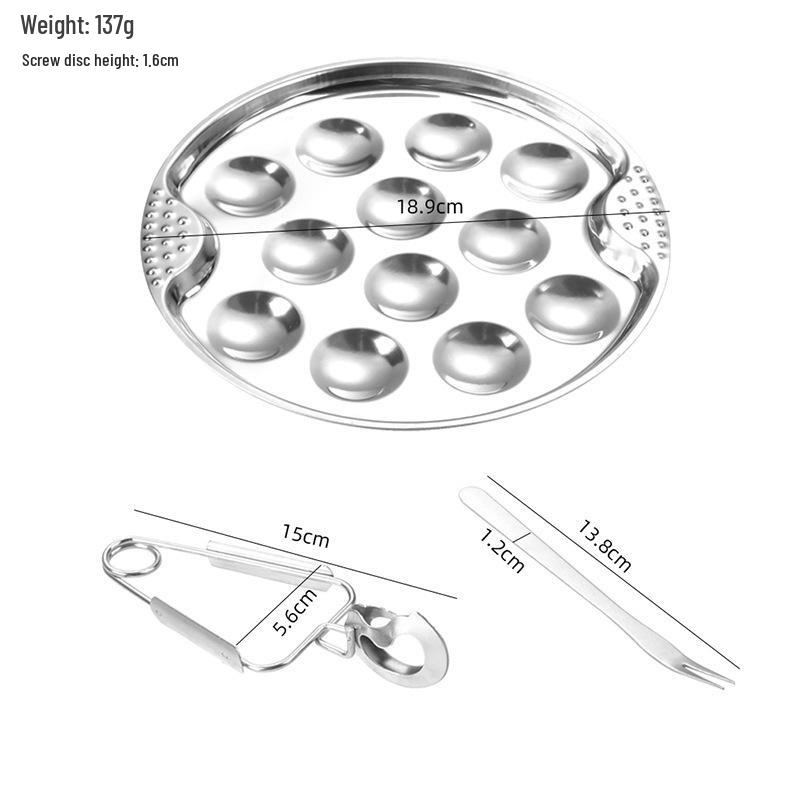 Stainless Steel Seafood Snail Plate Set: 3-Piece Conch Clips & Kitchen Tools.