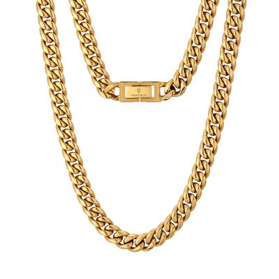 Ожерелье Kihei Miami Cuban Chain Ширина 8 мм Нержавеющая сталь K18 Покрытие 4-сторонний разрез Хип-хоп Рэпер B Series Аксессуар Подарочный подарок Металл Гипоаллергенный