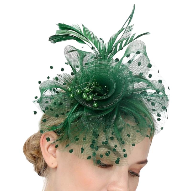 Шляпка-fascinator с перьями, топ-шляпа из тюля для девичника и тематических вечеринок, головной убор для коктейльной вечеринки, собрания, наряжания