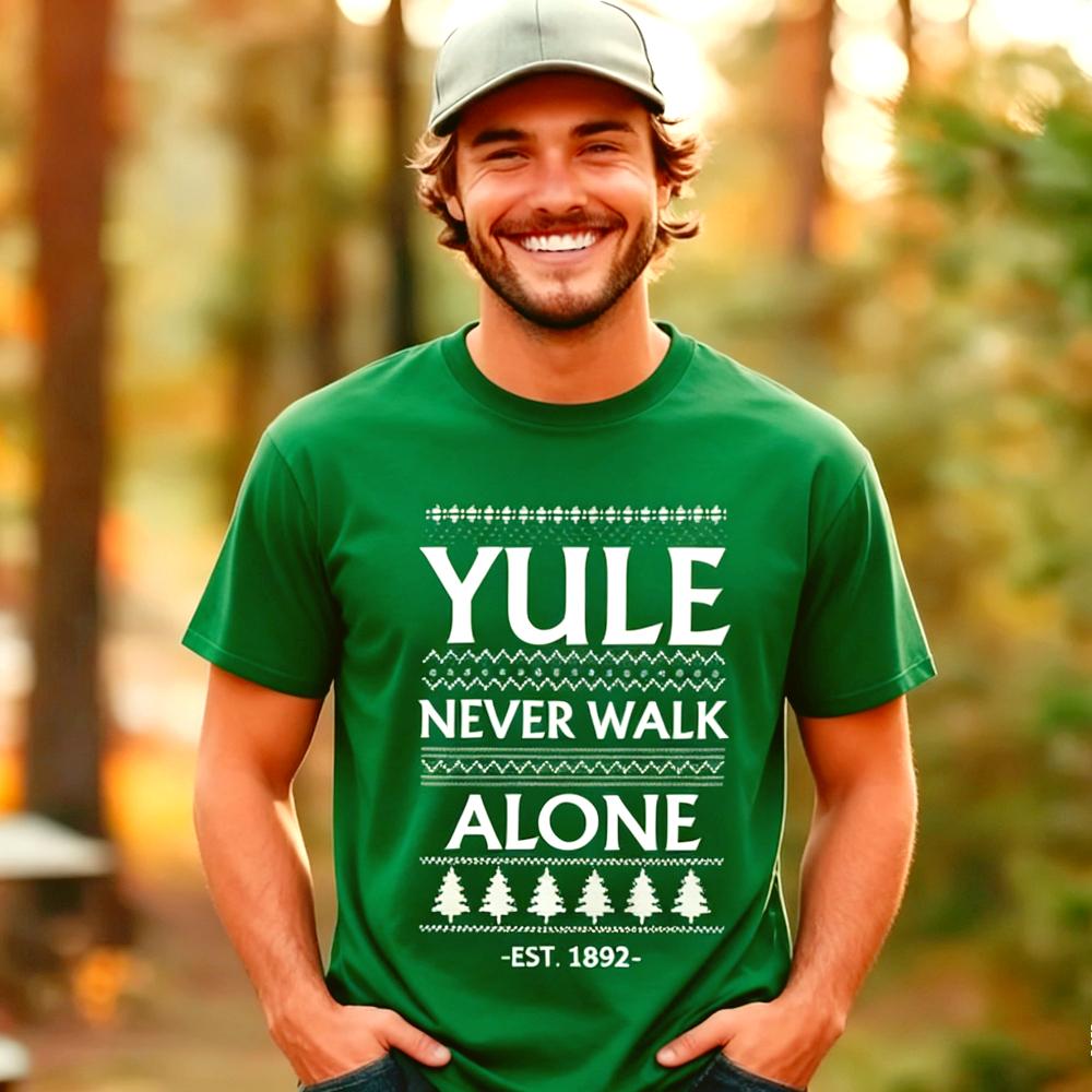 Yule Never Walk Alone Футбольная Мужская Женская Толстовка Рождественская с Круглым Вырезом Мужская Футболка Рождественский Футбол Вдохновляющая Мужская Футболка Топы