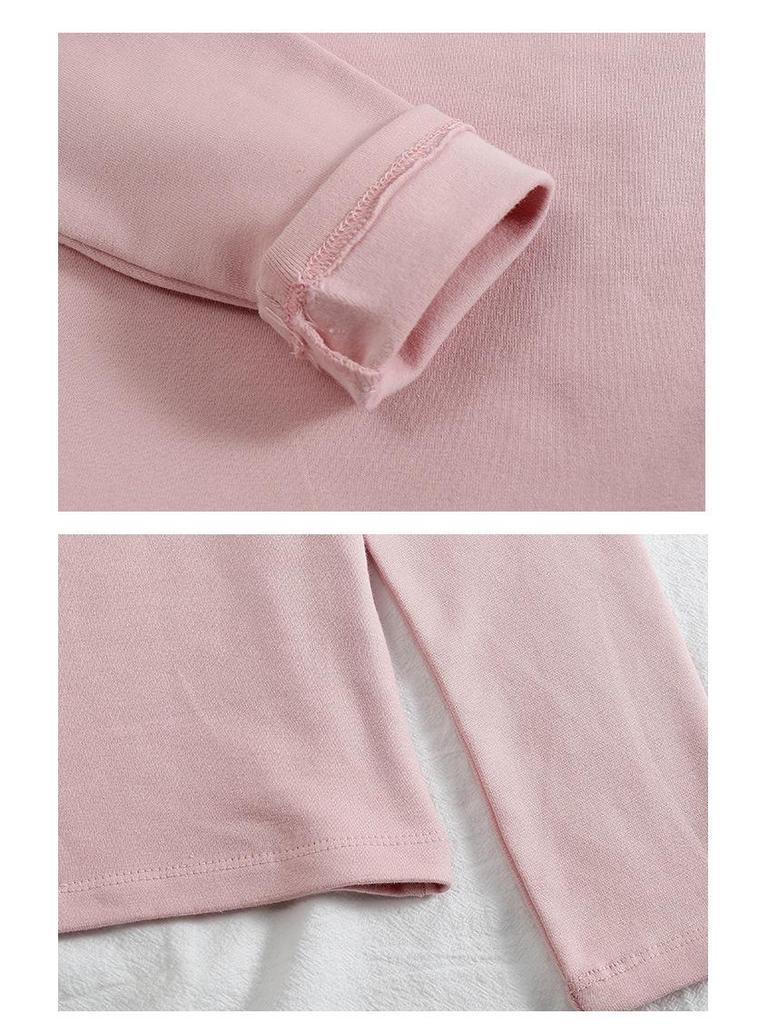 2024 Women's Korean Style Solid Color Plus Velvet Long Sleeve T-Shirt, Autumn/Winter