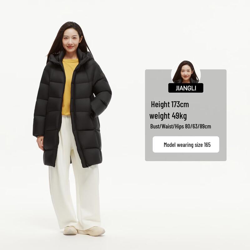 Tanboer Women's Mid-Length Hooded Goose Down Puffer Jacket
