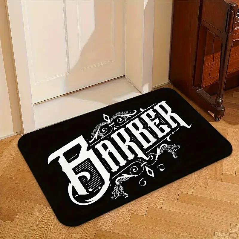 VIKAMA Barber Shop Welcome Door Mat Non-Slip Washable Entrance Floor Mat for Salon Home Bathroom Balcony Decor