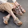 Fashion GKTINOO 2025 New British Style Genuine Leather Retro Mixed Colors Women's Sports Shoes Mesh Breathable Casual Flat Shoes
