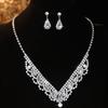 Zircon Necklace Earring Set Elegant Rhinestone Necklace Bridal Jewelry Set  Dress Accessories
