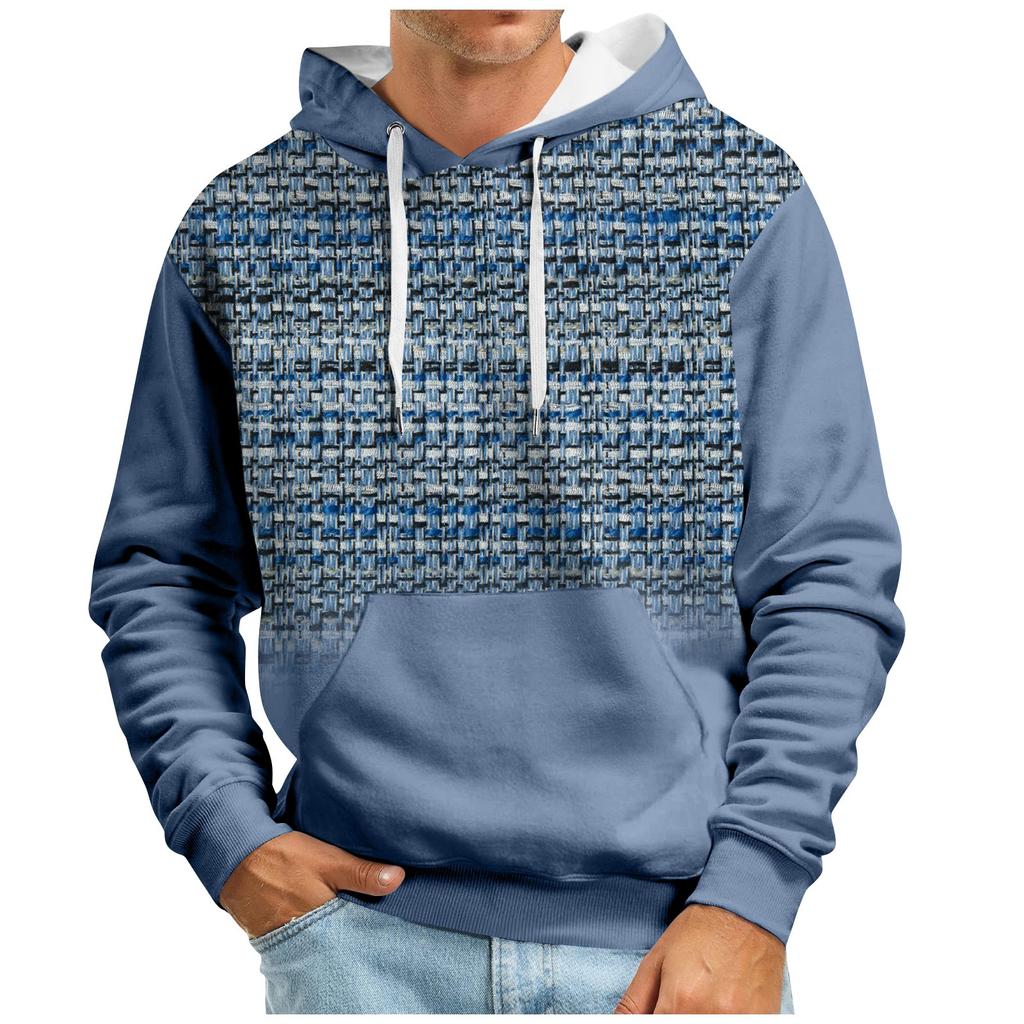 Осенний мужской свитер с большим капюшоном и цифровым принтом, новый большой базовый свитер