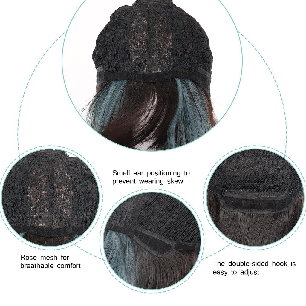 Короткий парик с челкой для женщин, синтетические парики, черные, коричневые парики для косплея для вечеринок, на каждый день, до плеч