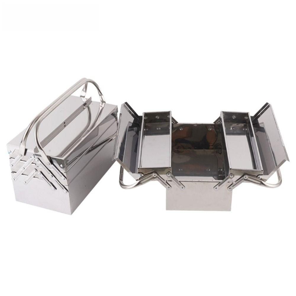 3 Layer 5 Tray Metal Tool Storage Box Stainless Steel Folding Tool Organizer  Auto Maintenance