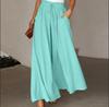 Women's Solid Color Trousers Elastic Belt Wide Leg High Waist Long Culottes