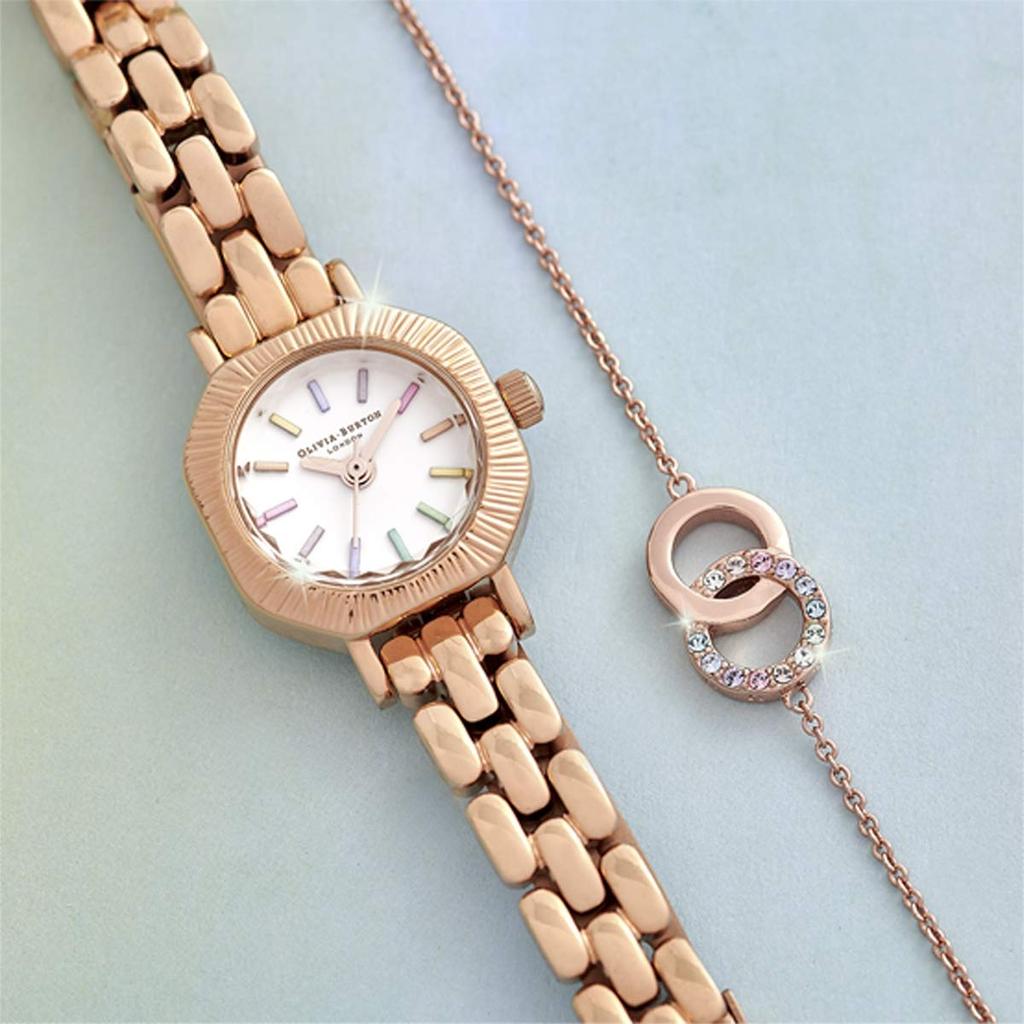 Авторизованный дистрибьютор Olivia Burton Watch OB16CC50 Rainbow Pale Rose Gold Bracelet Mini Dial 23mm [OLIVIA BURTON] Женские