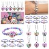 1/2Pcs Cute Gabby Dollhouse Beaded Bracelet Heart Shape Necklace Anime Figure Bracelets Choker Birthday Fans Gift Party Favor