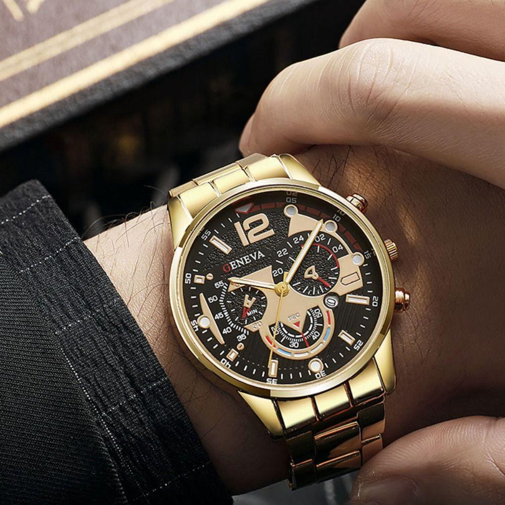 Шестиконтактные мужские наручные часы из нержавеющей стали с ремешком для часов Деловые часы Креативные кварцевые часы