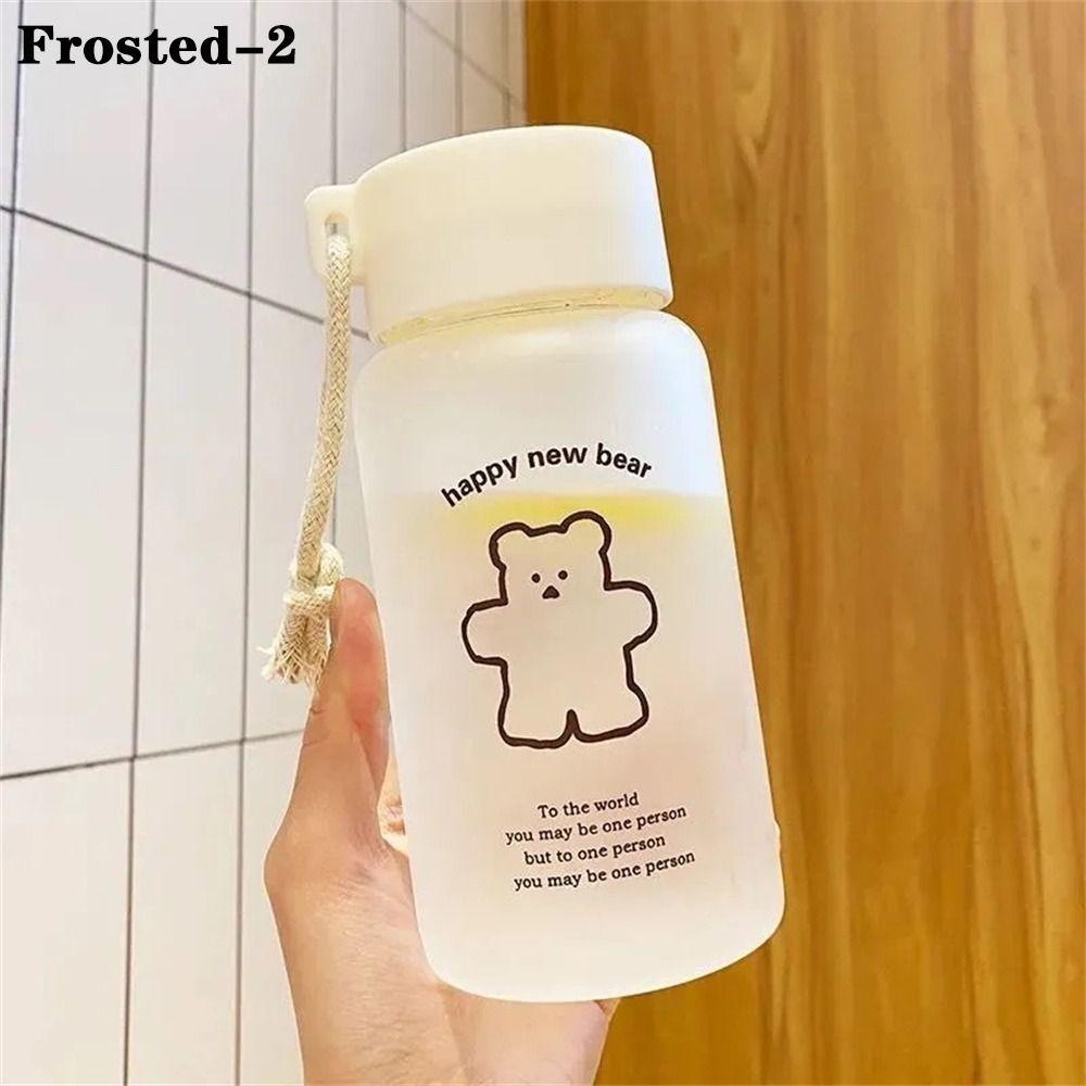 Простой Милый Медведь Уличный Стакан для Воды Прозрачная Матовая Бутылка для Воды