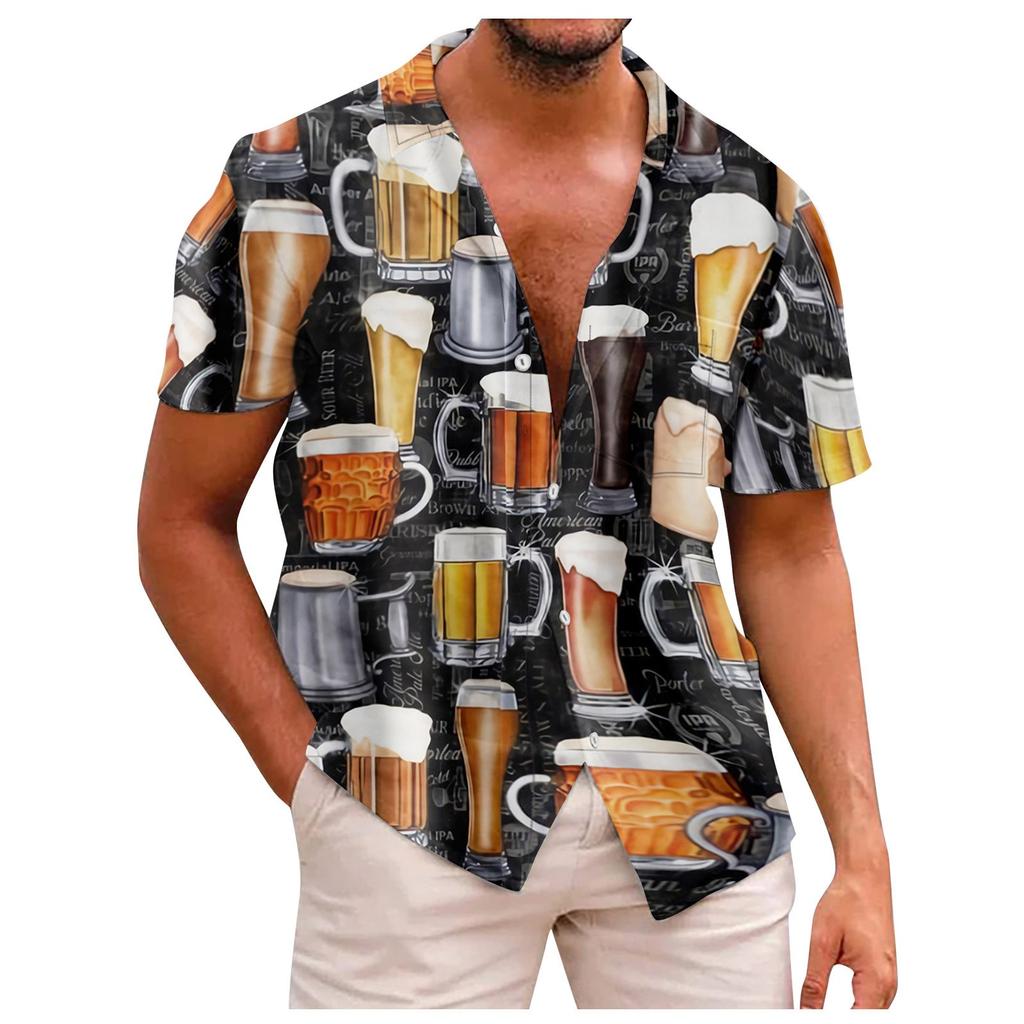 Новая летняя мужская облегающая рубашка с принтом, большая модная повседневная мужская рубашка с коротким рукавом