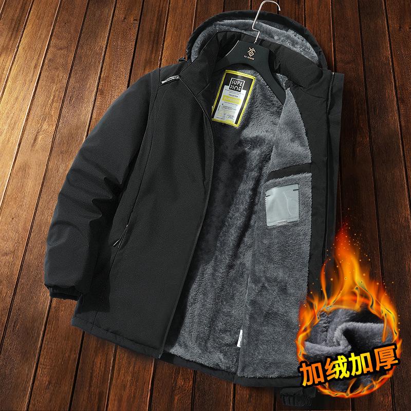 Мужская хлопковая ветровка с флисовой подкладкой - Теплая спортивная куртка для осени/зимы для спорта и альпинизма.