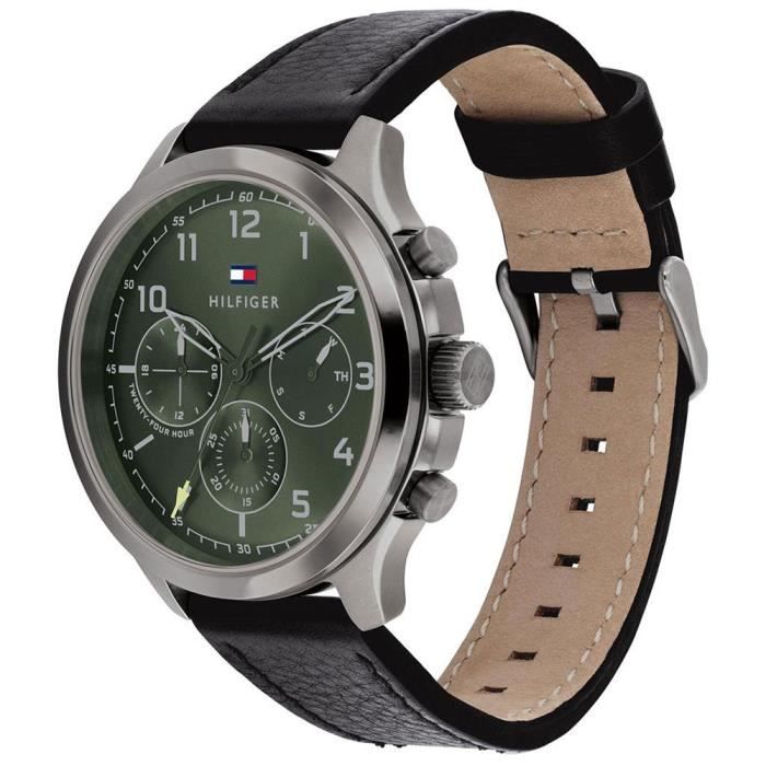 Tommy Hilfiger - Montre Hommes - Quartz Multi-Cadrans - Bracelet Cuir Noir - 1791856