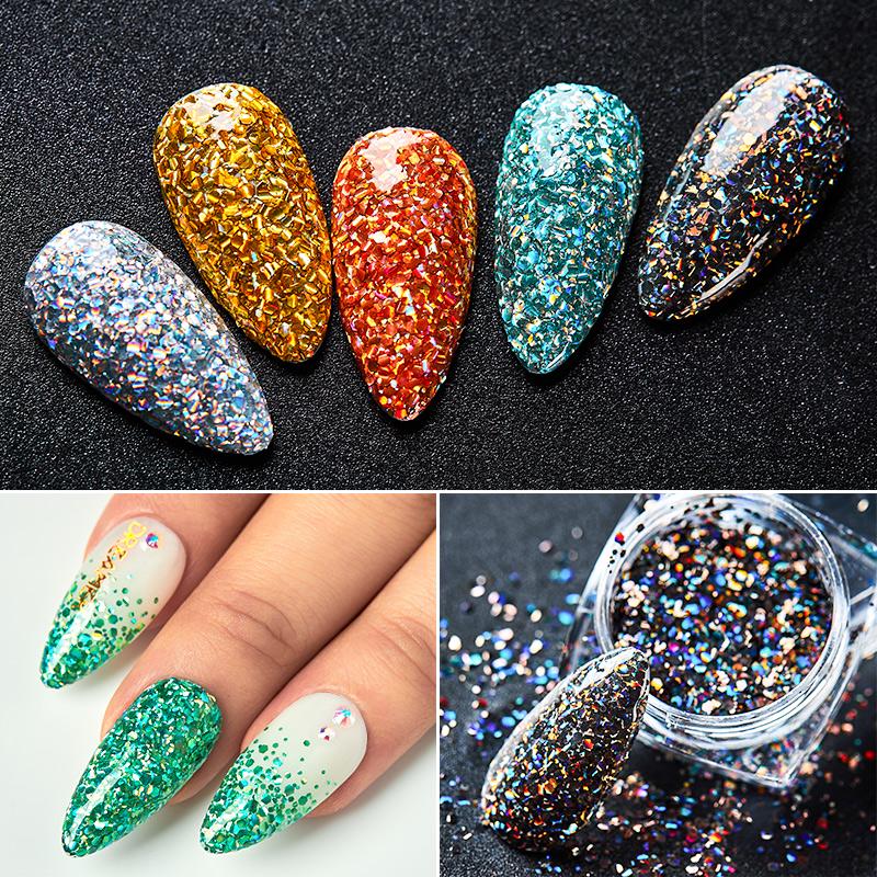10 цветов блестящие хлопья для ногтей голографические круглые лазерные блестки порошок дизайн ногтей DIY украшения