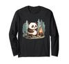 Панда ест зефир Футболка с длинным рукавом в японском стиле