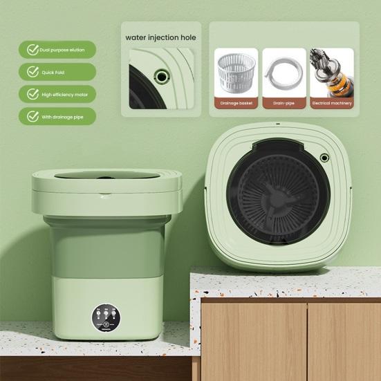 1 Set Foldable Mini Washing Machine Low Noise Energy-saving Compact Size Underwear Socks Clothes Small Washer Bathroom Supplies