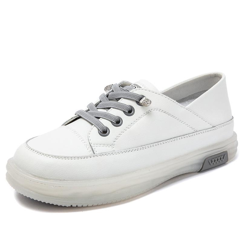 2025 Women's Genuine Leather White Sneakers: Breathable, Soft Cowhide Sole, Versatile Two-Wear Design for Spring & Summer.