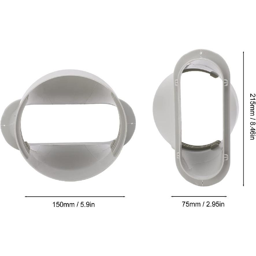 Адаптер выхлопного шланга кондиционера Hilitand, Диаметр 5,9 дюйма, Овальное вентиляционное отверстие, Эффективная экономия энергии, Зубчатые полосы, Царапины ABS