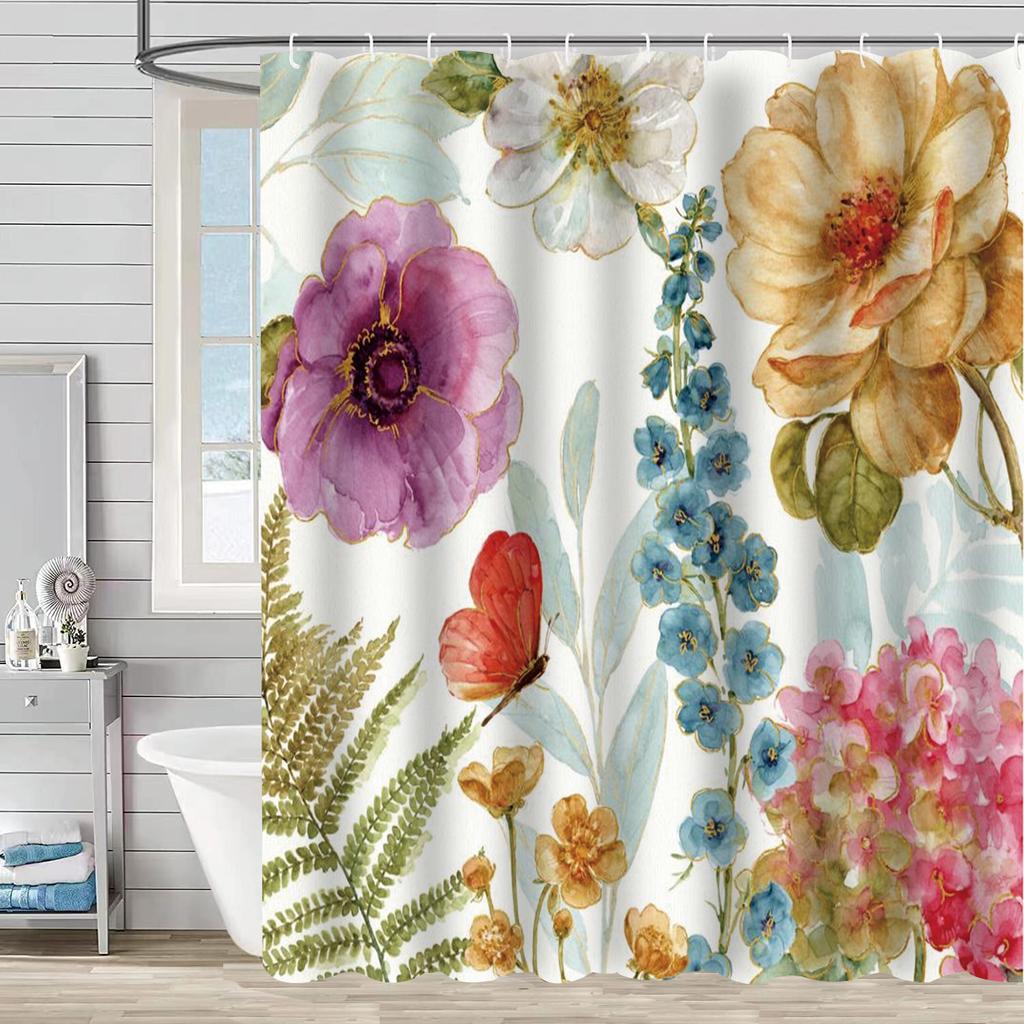 Flower Leaf Bathroom Thickened Waterproof And MildewProof Shower Curtain Design
