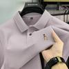 100% Хлопок Мужская Футболка Поло с Длинным Рукавом Бренд Легкой Роскоши Мода Мультяшная Вышивка Щенка Деловой Повседневный Новый Футболка