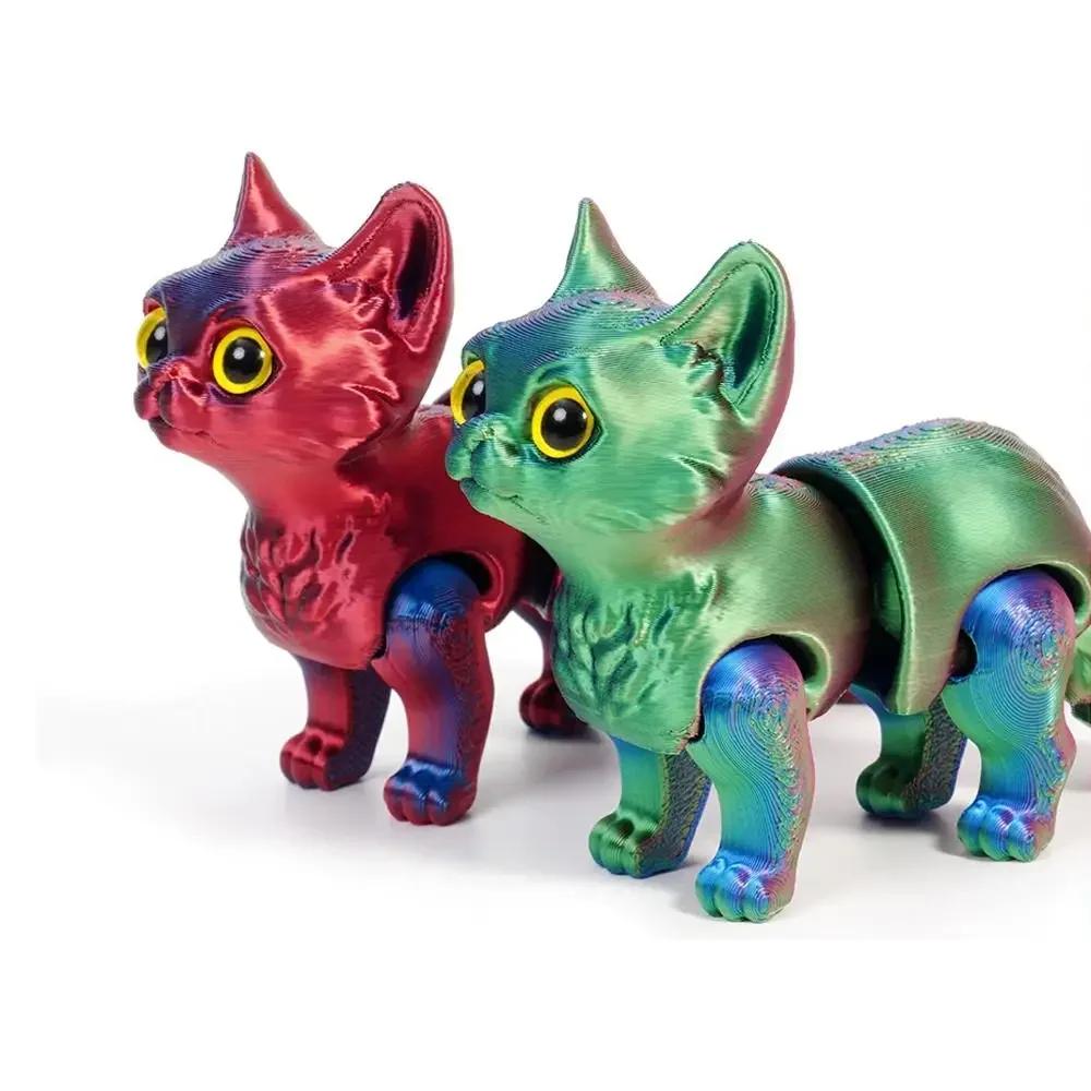 Реалистичные мини-животные, напечатанные на 3D-принтере, игрушка, фигурка кошки с подвижными суставами, многосуставная, подвижная, домашний декор, настольное крафтовое украшение