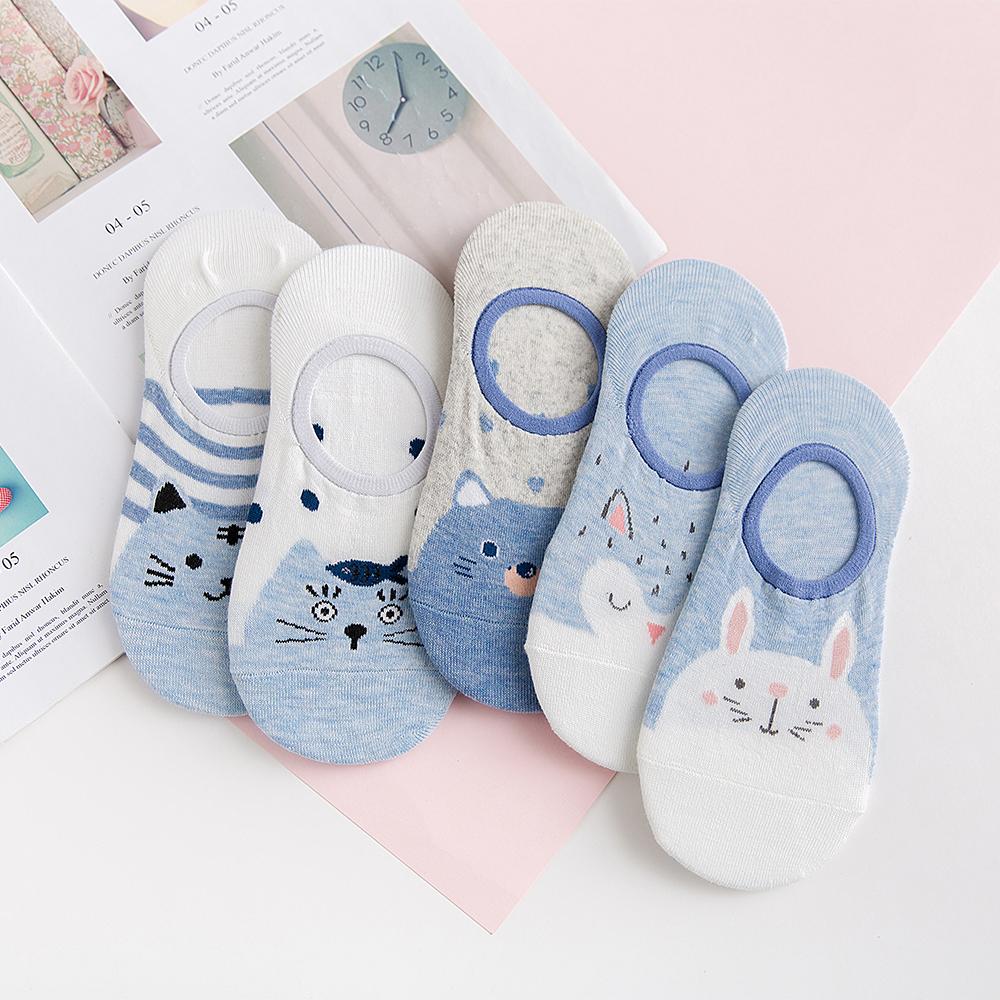 5 пар/лот Женские носки Женские хлопковые носки-невидимки до щиколотки Животные Мультяшные 3D носки Милые Студенческие носки для девочек