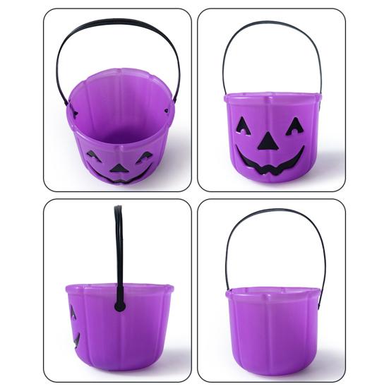 Halloween Candy Bucket Pumpkin Skull Bucket Trick or Treat Bucket with Handle for Kids Halloween Party Decoration