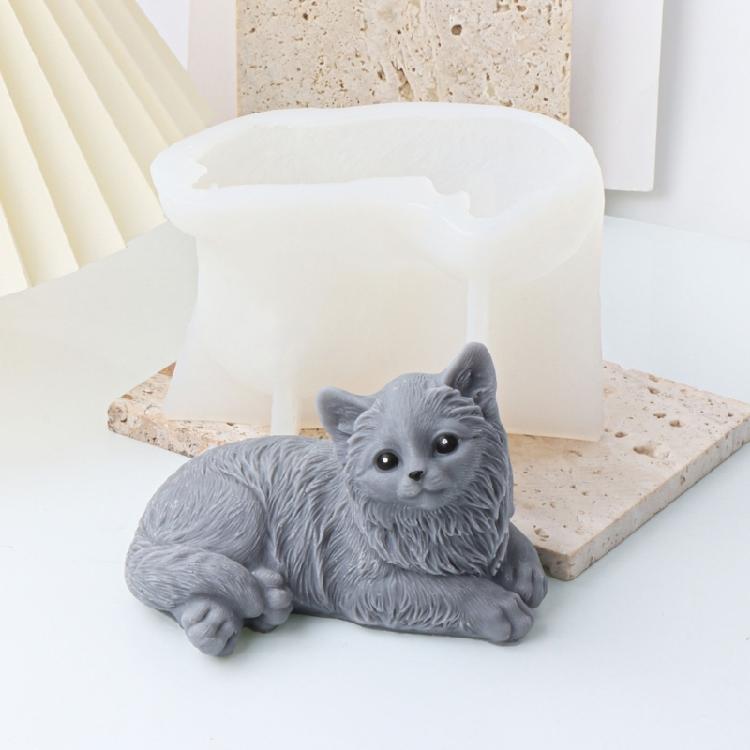 Силиконовая форма "Лежащий кот 3D", Милая декоративная форма для поделок DIY, для изготовления ароматических свечей и мыла, Формы для декора дома в форме кошки