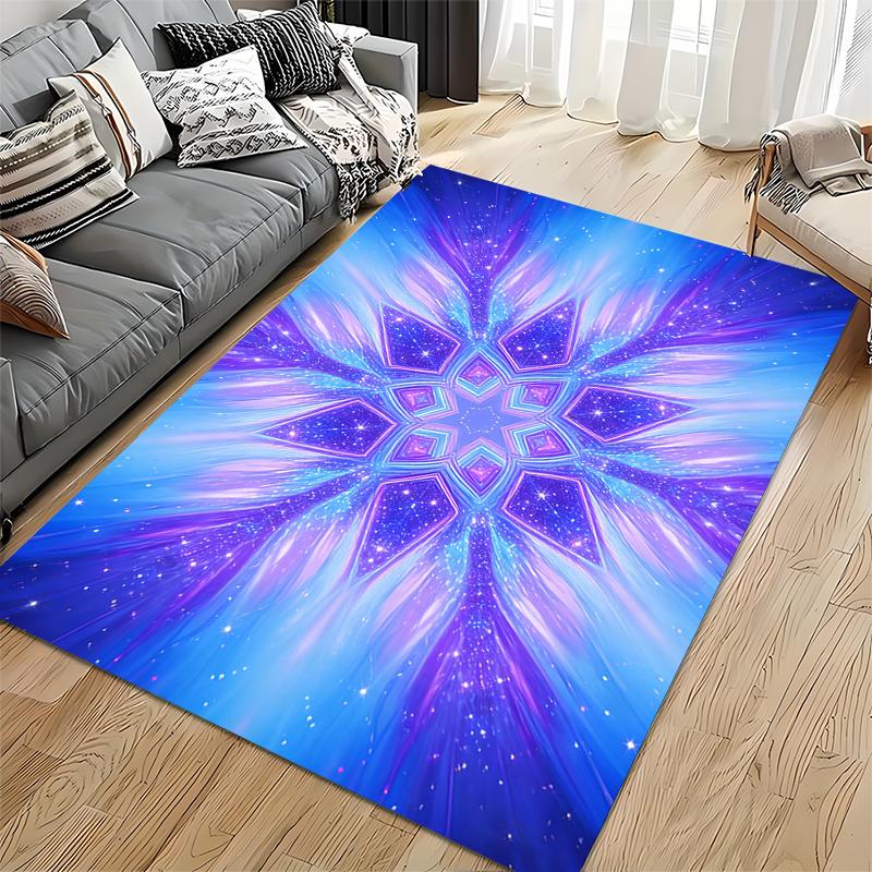 Colorful Starburst Pattern Area Rug, Purple and Blue Galaxy Design Suitable for use as an anti-slip for living room bedroom sofas