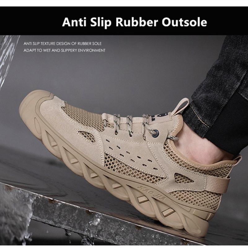 Summer Work Shoes for Men Breathable Safety Shoes Anti-puncture Steel Toe Cap Work Sneakers Working Shoes with Summer Protection