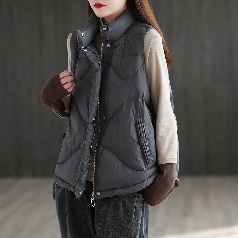 Зимний новый пуховый жилет, свободный жилет с пряжкой, куртка для женщин