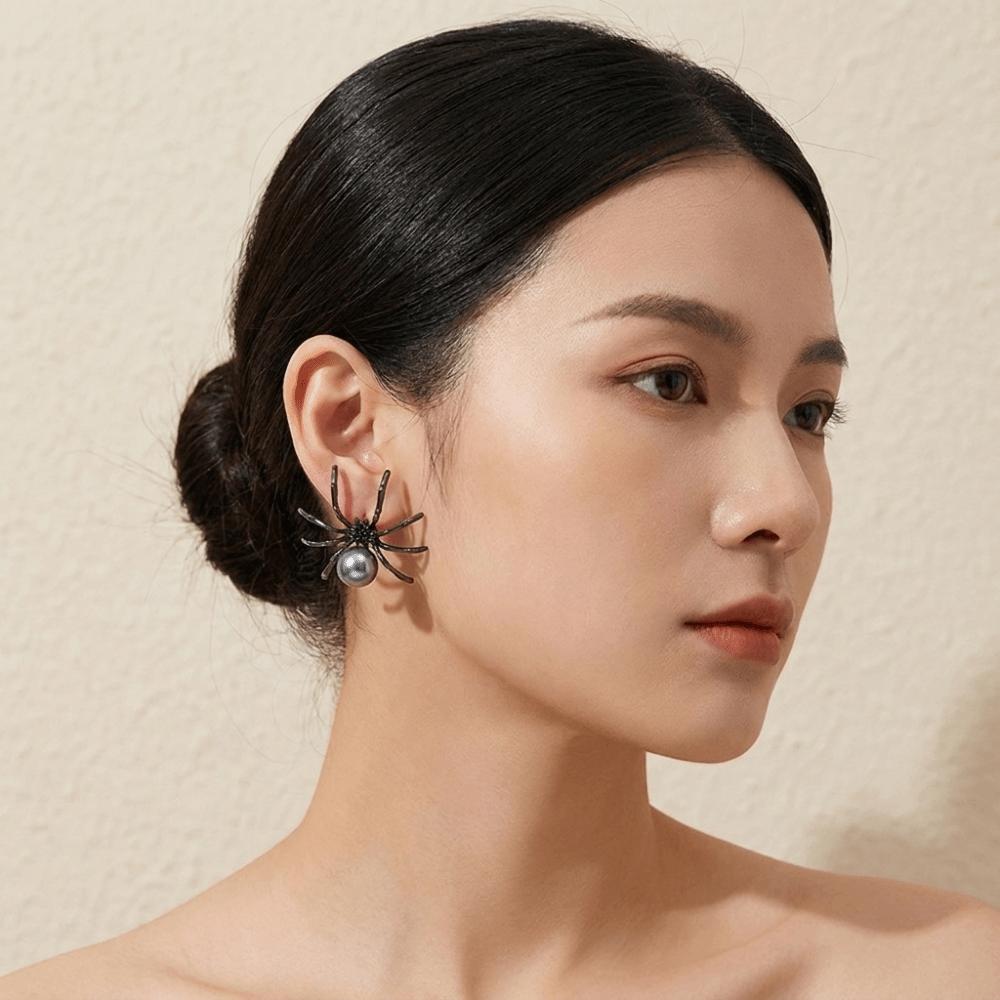 Dark Style Spider Stud Earrings Zinc Zinc Alloy Pearl Earrings Vintage Halloween Earrings Women