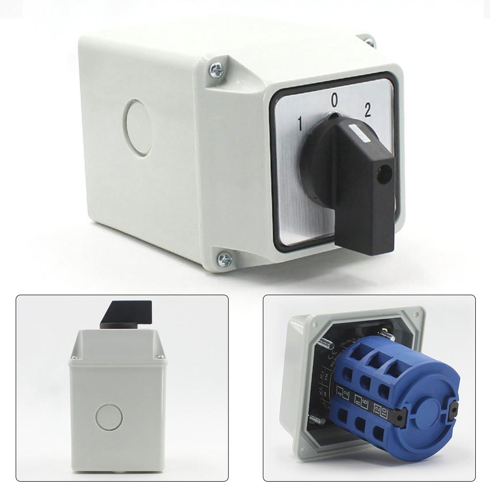 Enclosed Changeover Switch 380V 25A 3 Position 12 Terminals  Rotary Cam