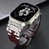 Кожаный мужской ремешок для Apple Watch 10 46 мм Ultra 2 49 мм Браслет с разъемом из нержавеющей стали для Iwatch 9 8 7 6 5 Se 44 мм 45 мм Ремешок