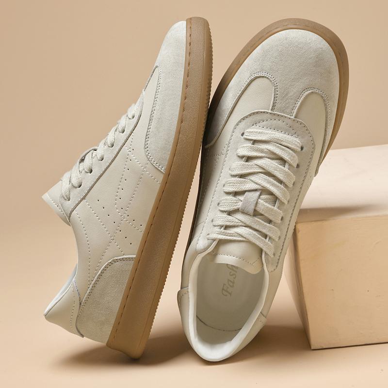 Fashion Men's Casual Shoes Suede Patchwork Leather Sports Shoes Breathable Round-toed Lace-up Lightweight and Comfortable Walking Shoes