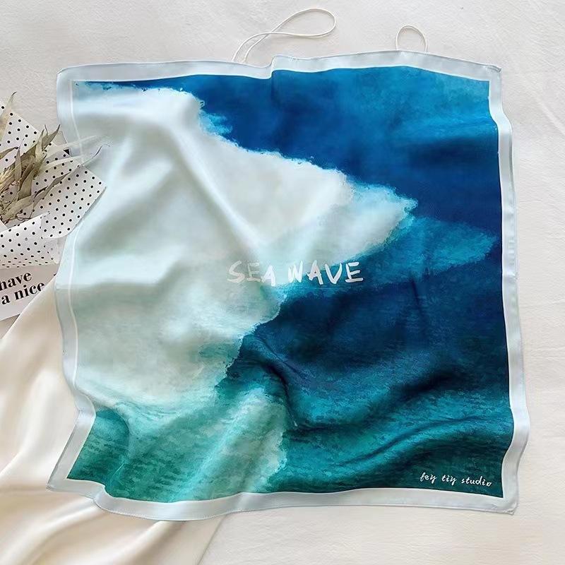 Luxury Silk Shawl Square Scarf for Women Satin Fashion Wraps Neckerchief Female Hair Bands Ribbon Headband Bandana Woman Hijab