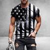 Men's T-shirt American Flag Print T-shirt Summer Round Neck Cool Oversize Muscle Streetwear Clothing Tshirt Men