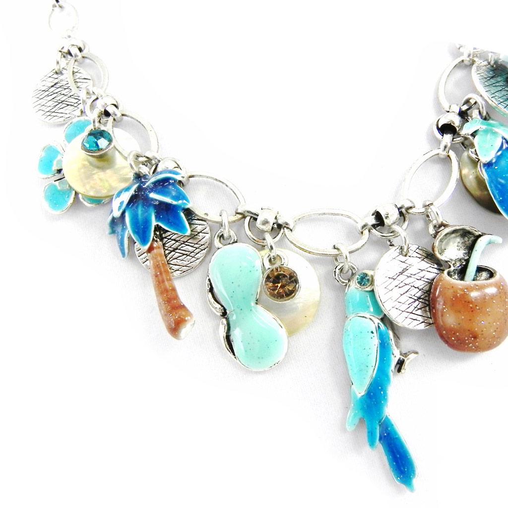 NOA [H2410] - Дизайнерское колье 'Sous Les Tropiques' бирюзово-коричневого цвета